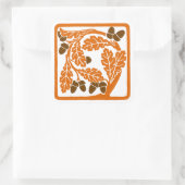 Art Nouveau eikels en eikenbladeren Vierkante Sticker (Tas)