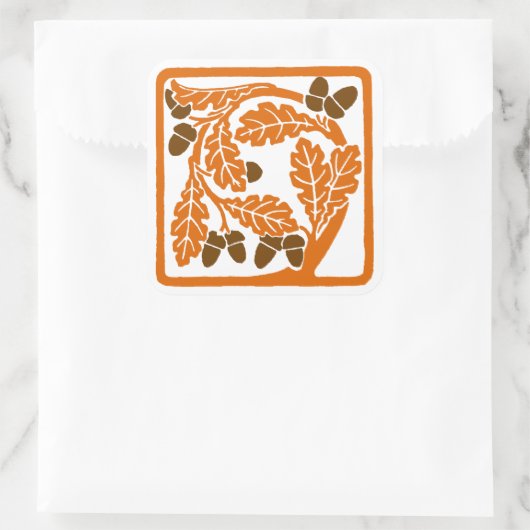 Art Nouveau eikels en eikenbladeren Vierkante Sticker (Tas)