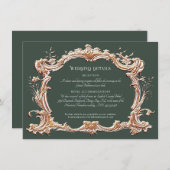 Art Nouveau Elegant Bos in Goud Bruiloft Details Informatiekaartje (Voorkant / Achterkant)