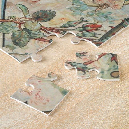 Art Nouveau Elegant Lady & Rozen Hingre Legpuzzel (Zijkant)