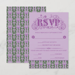 Art Nouveau Elegant Thistle Purple RSVP Kaartje