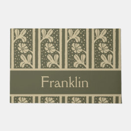 Art Nouveau Elegante Bloemen Beige en Sage Green Deurmat