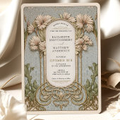 Art Nouveau Elegante Bloemen Motief Trouwen Kaart