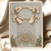 Art Nouveau Elegante Bloemen Motief Trouwen Kaart