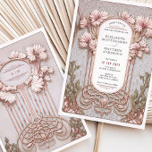 Art Nouveau Elegante Bloemen Motief Trouwen Kaart