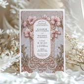 Art Nouveau Elegante Bloemen Motief Trouwen Kaart