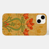 Art nouveau elegante bloemenpapaver goud rood groe Case-Mate iPhone case (Achterkant (horizontaal))