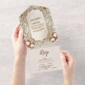 Art Nouveau Elegante Botanische bruiloft All In One Uitnodiging (Afscheurbaar)