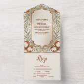 Art Nouveau Elegante Botanische bruiloft All In One Uitnodiging (Binnen)