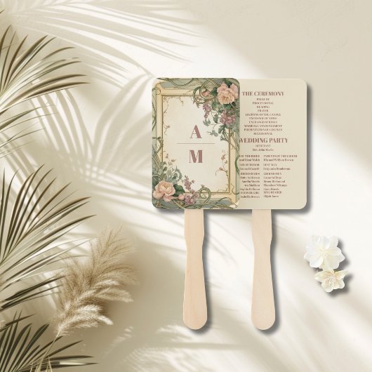 Art Nouveau Elegante Botanische bruiloft Handwaaier