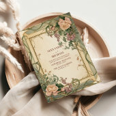 Art Nouveau Elegante Botanische bruiloft Kaart