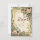 Art Nouveau Elegante Botanische bruiloft RSVP Kaartje (Voorkant)