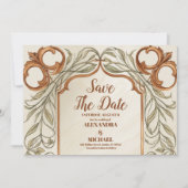 Art Nouveau Elegante Botanische bruiloft Save The Date (Voorkant)