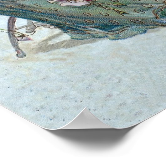 Art Nouveau  elegante dame met een papegaai Poster (Hoek)