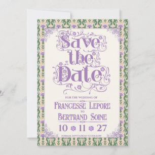 Art Nouveau Elegante Distel Boter Geel Save The Date