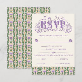 Art Nouveau Elegante Distel Lichtgeel RSVP Kaartje