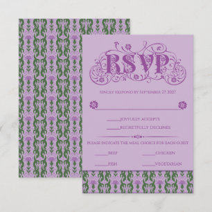 Art Nouveau Elegante Distel Paars RSVP Kaartje