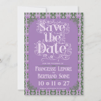Art Nouveau Elegante Distel Royal Lavendel Save The Date