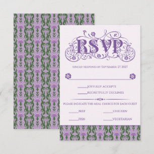 Art Nouveau Elegante Distel Sering RSVP Kaartje