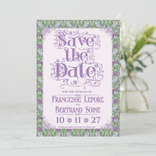 Art Nouveau Elegante Liefdesvogels Sering Save The Date