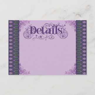 Art Nouveau Elegante Paarse Distelrand Informatiekaartje