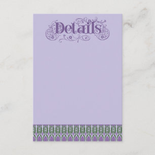 Art Nouveau Elegante Paarse Distelrand Verticaal Informatiekaartje