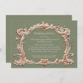 Art Nouveau Elegante Salie en Gouden Bruiloft Deta Informatiekaartje (Voorkant / Achterkant)