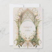 Art Nouveau Elegantie: Bloemenbruiloft RSVP Kaart (Achterkant)