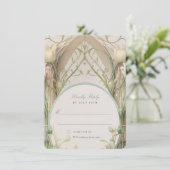 Art Nouveau Elegantie: Bloemenbruiloft RSVP Kaart (Staand voorkant)