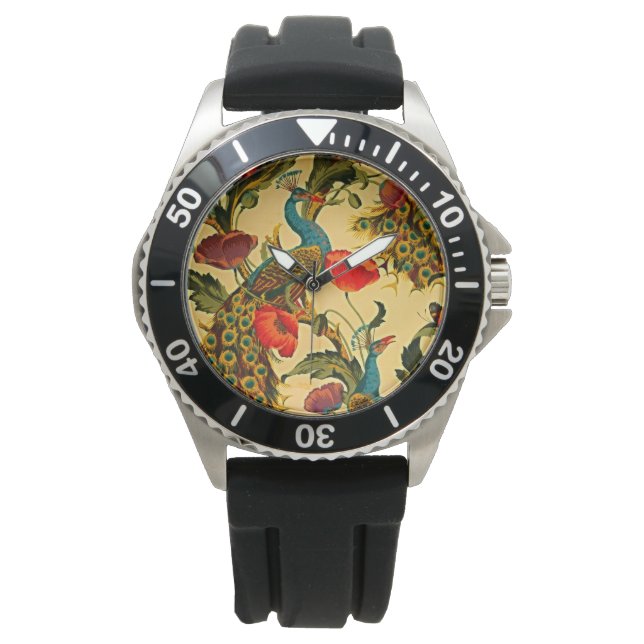 Art Nouveau Elegantie: Sidewall, The Peacock, 1896 Horloge (Voorkant)