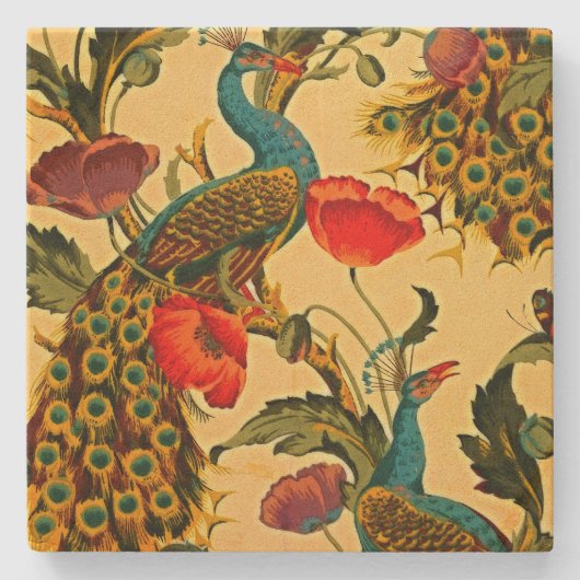 Art Nouveau Elegantie: Sidewall, The Peacock, 1896 Stenen Onderzetter (Voorkant)