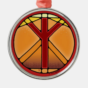 Art Nouveau Elhaz Rune of Protection Metalen Ornament