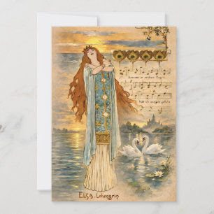 Art Nouveau Elsa Lohengrin Poster met zwanen Kaart
