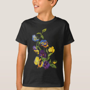 Art Nouveau Embroiged Pansies T-shirt