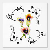 Art Nouveau en Calla Lilies in Waterverf Behang (Voorkant)