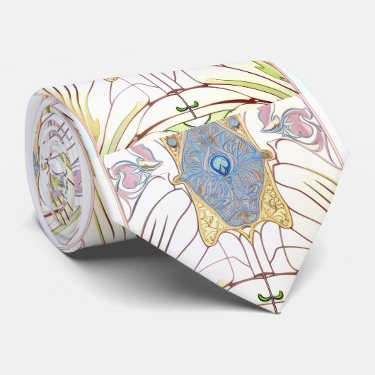 Art nouveau en Perzische kunst- geïnspireerde digi Stropdas (Opgerold)