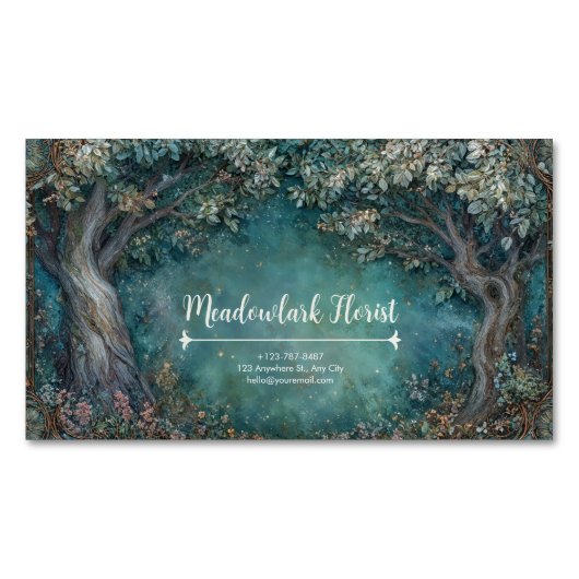 Art Nouveau Enchanted Forest Magnetisch Visitekaartje (Voorkant)