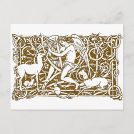 Art Nouveau engel en bosdieren uit het verleden Briefkaart