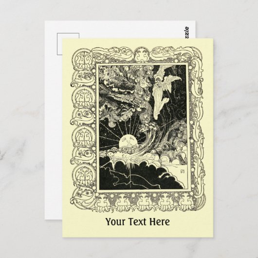 Art Nouveau Engel Met Kind Sjabloon Briefkaart (Voorkant / Achterkant)