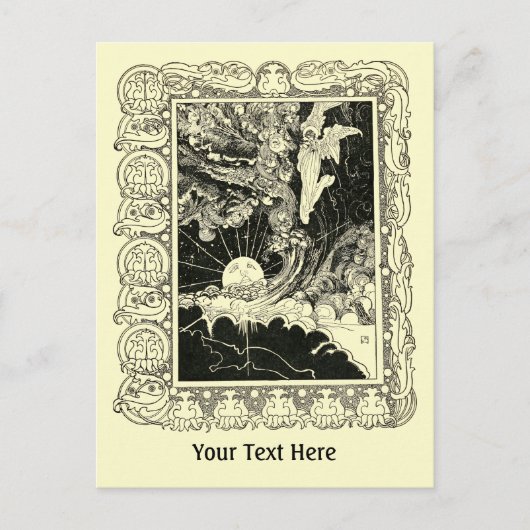 Art Nouveau Engel Met Kind Sjabloon Briefkaart (Voorkant)