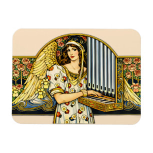 Art Nouveau Engel Orgelspeler Vintage Muziek Magneet