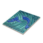 Art Nouveau - Enkele Blauwe Vis Tegeltje (Zijkant)