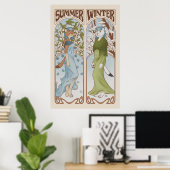 Art Nouveau Ermine Furry Poster (Thuiskantoor)