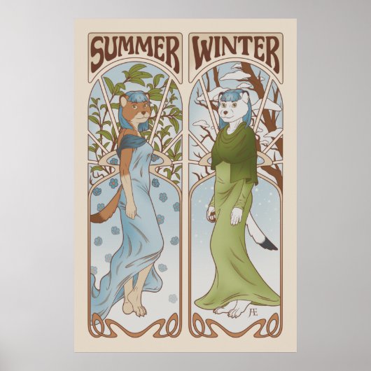Art Nouveau Ermine Furry Poster (Voorkant)
