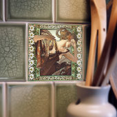 Art Nouveau Étoile du Soir Mucha Edelweiss Decor Tegeltje