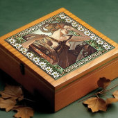 Art Nouveau Étoile du Soir Mucha Edelweiss Decor Tegeltje