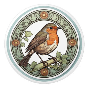 Art Nouveau Europese Roodborst Keramische Knop