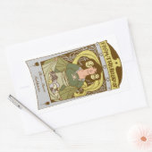 Art Nouveau Ex Libris boekenplaat, handgekleurd Rechthoekige Sticker (Envelop)