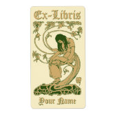Art Nouveau Ex Libris Lady Book Tree Sjabloon Etiket (Voorkant)