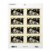 Art Nouveau Ex Libris Reclining Girl & Book Etiket (Full Sheet)